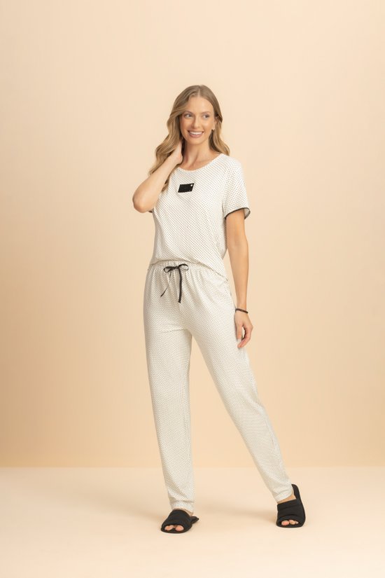 Pijama Manga Curta Poá P&B