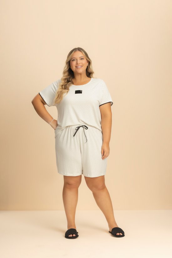 Short Doll Manga Curta Nobre Poá P&B