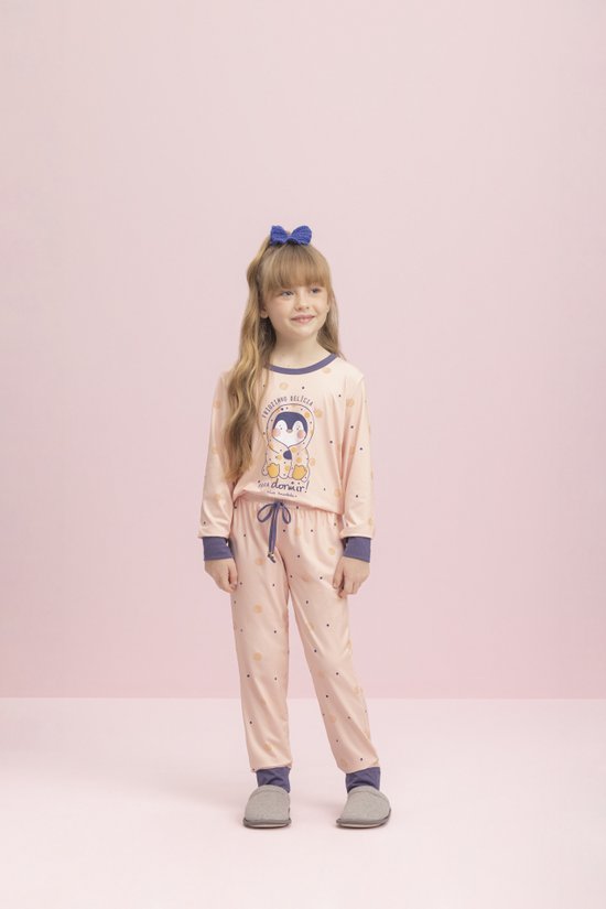 Pijama Longo Infantil Feminino Pinguim