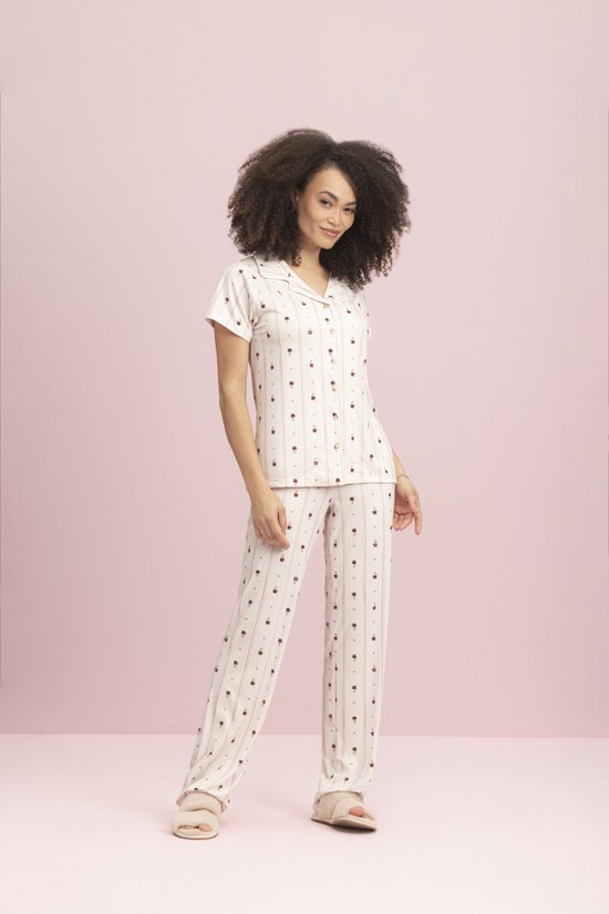 Pijama Manga Curta Feminino Café 