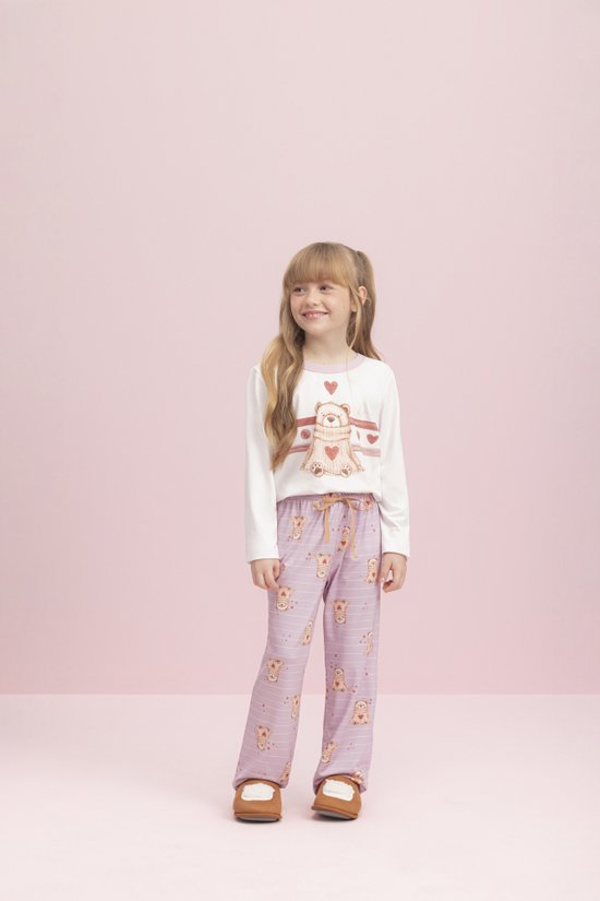 Pijama Longo Feminino Infantil Teddy Suéter
