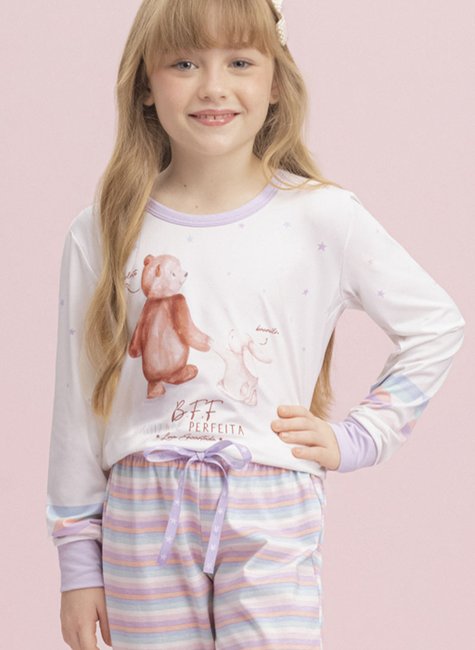 pijama longo juvenil feminino amizade