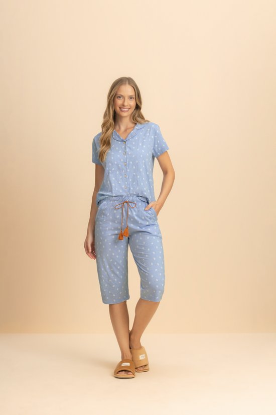 Pescador Manga Curta Aberto Flores e Amores 