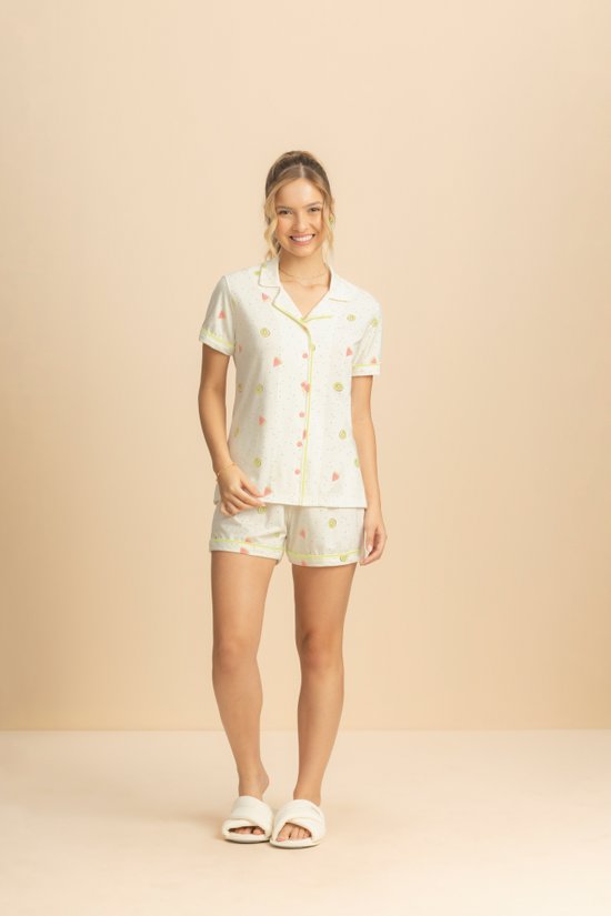 Short Doll Manga Curta Aberto Frutinhas 