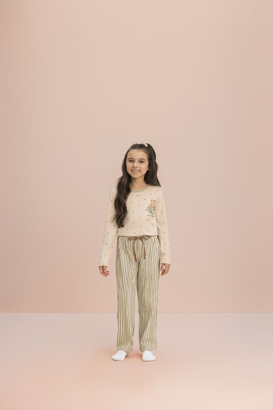 Pijama Manga Longa Feminino Infantil Malha 100% Algodão Relaxar 