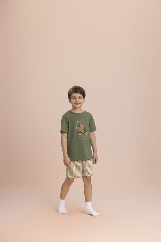 Pijama Manga Curta Masculino Infantil Juvenil Malha 100% Algodão Relaxar  