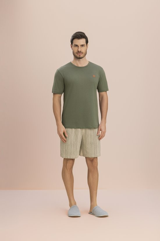 Pijama Manga Curta Masculino Malha 100% Algodão Relaxar