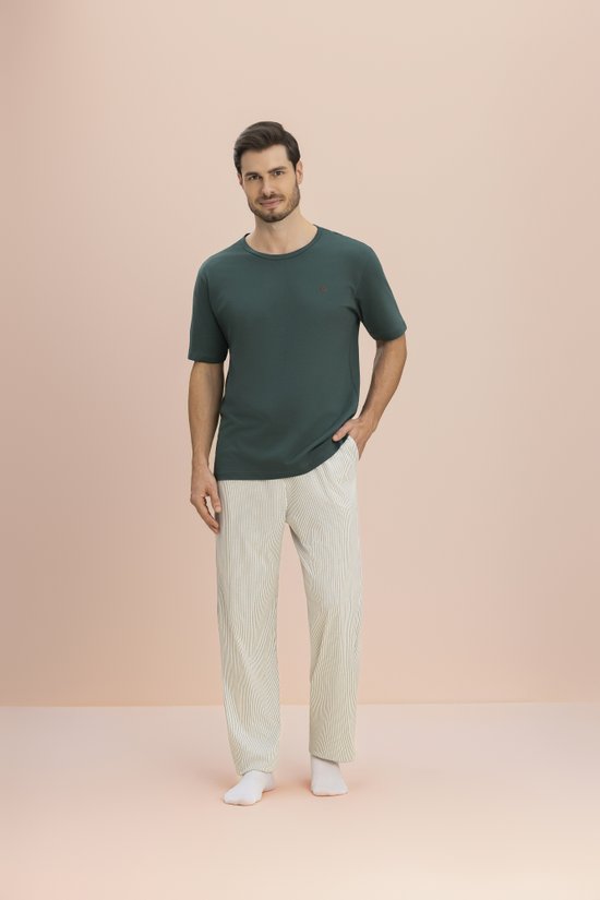 Pijama Calça Blusa Manga Curta Masculino Malha 100% Algodão Conforto 