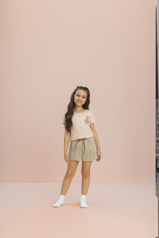 Pijama Manga Curta Feminino Infantil Malha 100% Algodão Relaxar