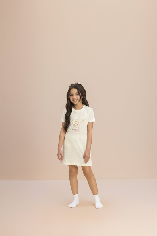 Camisola Manga Curta Infantil Malha 100% Algodão Pãozinho