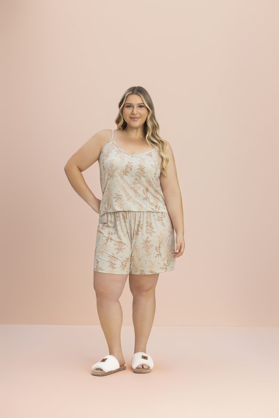 Pijama de Alça Feminino Plus Size Malha Vanilla 