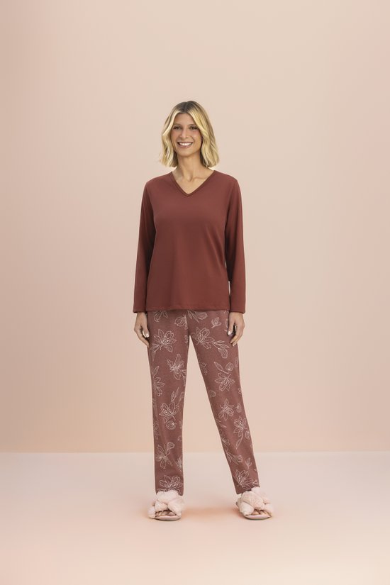Pijama Manga Longa Feminino Malha Orquídea 
