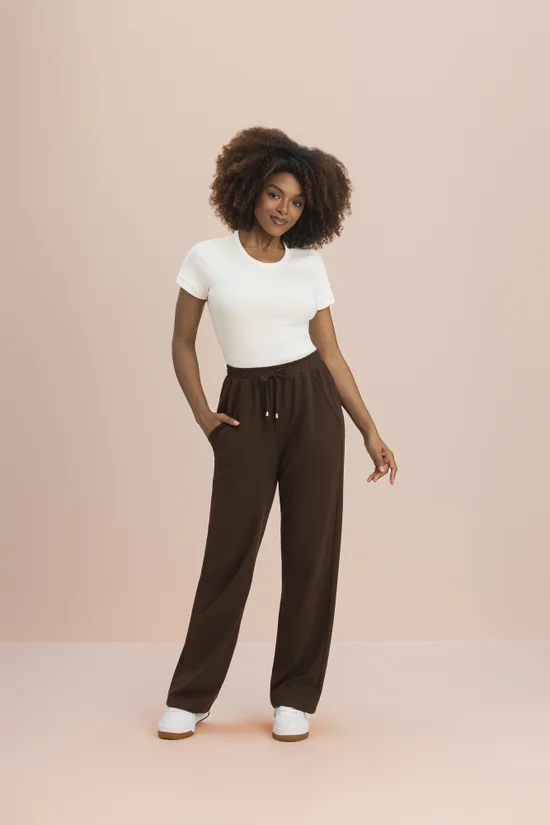 Blusa Manga Curta Decote Careca Ribana Canelada Off Essenciais 