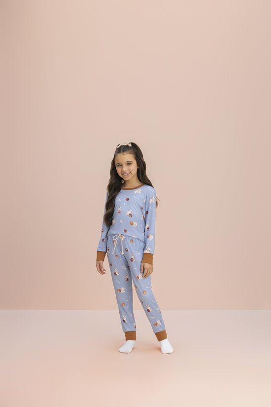 Pijama Manga Longa Infantil Juvenil Feminino Malha Peach Trufinhas 
