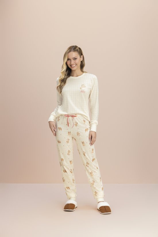 Pijama Manga Longa Feminino Malha 100% Algodão Pãozinho
