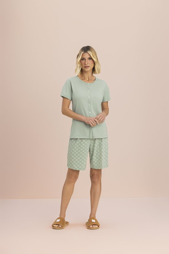 Pijama Bermudoll Manga Curta Malha 100% Algodão Calêndula 