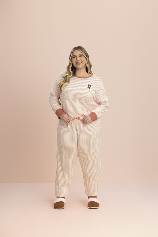 Pijama Manga Longa Feminino Plus Size Malha 100% Algodão Sonhos  