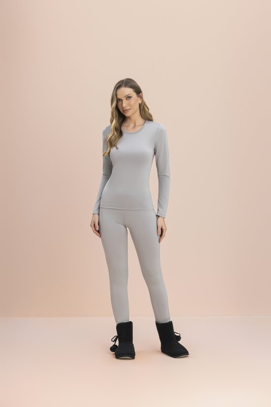 Blusa Manga Longa Feminina Térmica Cinza Essenciais  