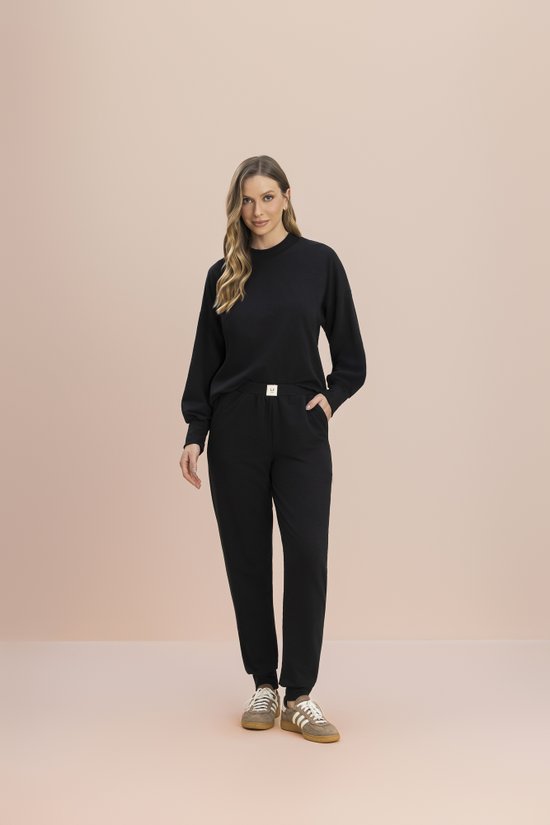 Conjunto Feminino Adulto Moletinho Flanelado Preto Essenciais