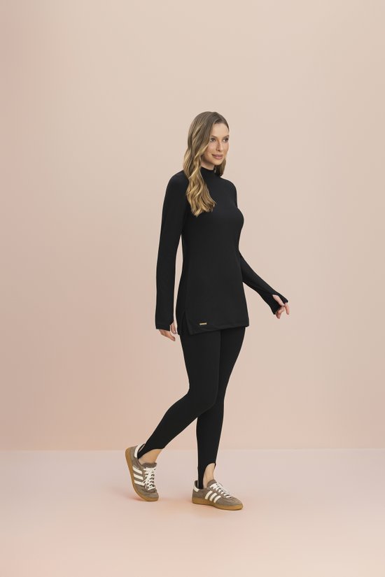 Conjunto Térmico Canelado Feminino Essenciais Preto 