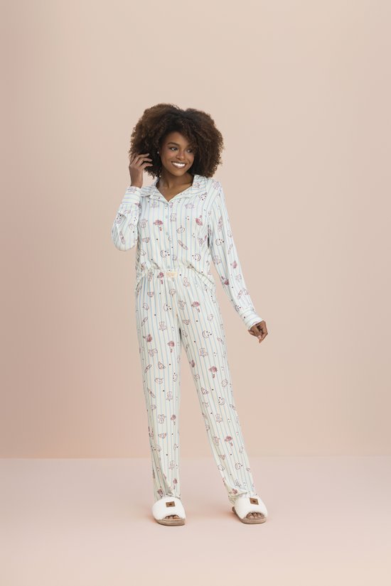 Pijama Manga Longa Feminino Aberto Viscose Premium Croissant