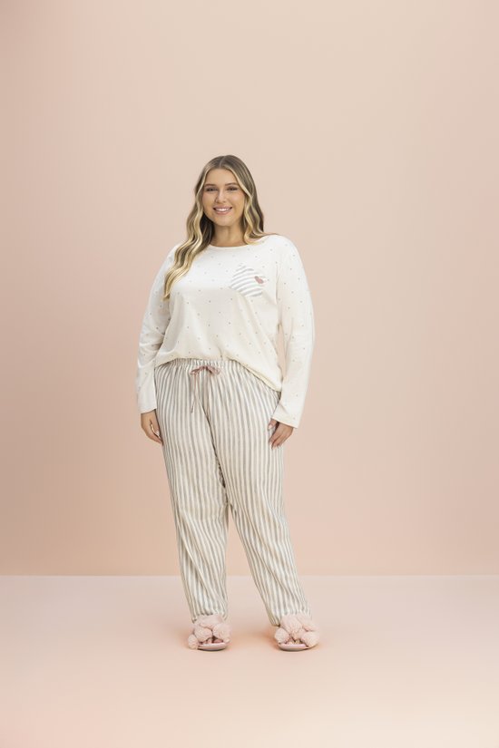 Pijama Manga Longa Feminino Plus Size Malha 100% Algodão Just Love 