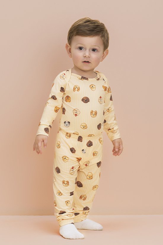 Conjunto Body Bebê Com Calça Peach Sublime Doglacha