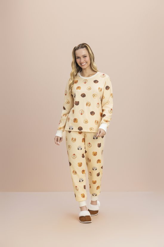 Pijama Manga Longa Feminino Microsoft Pet Thermo Doglacha 