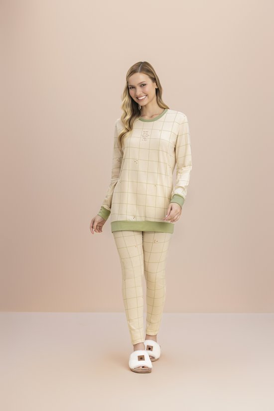 Pijama Legging Manga Longa Moletinho Flanelado E Cotton Iluminar 