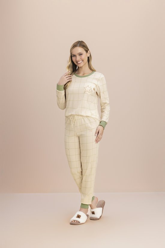 Pijama Manga Longa Feminino Malha 100% Algodão Iluminar 