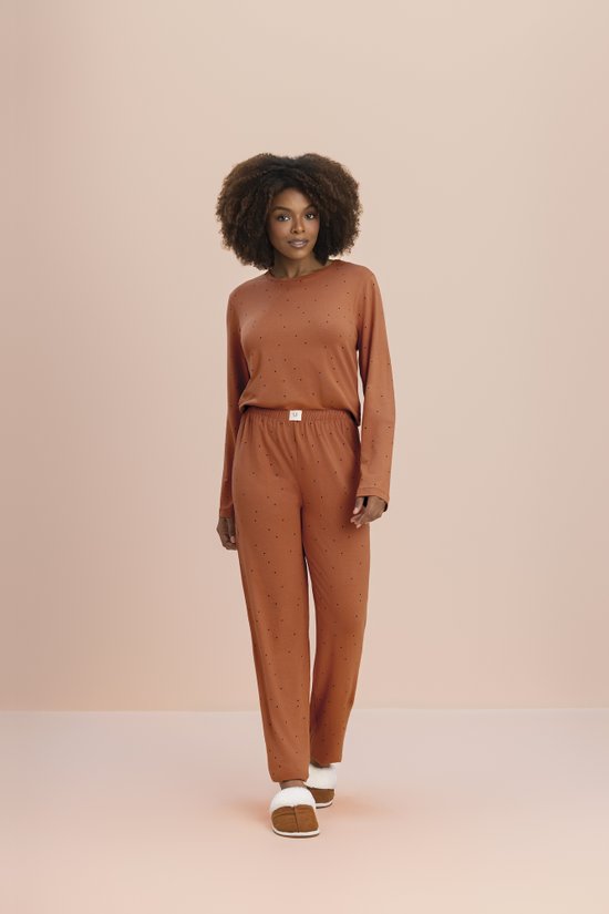 Pijama Manga Longa Feminino Viscose Premium Terracota 