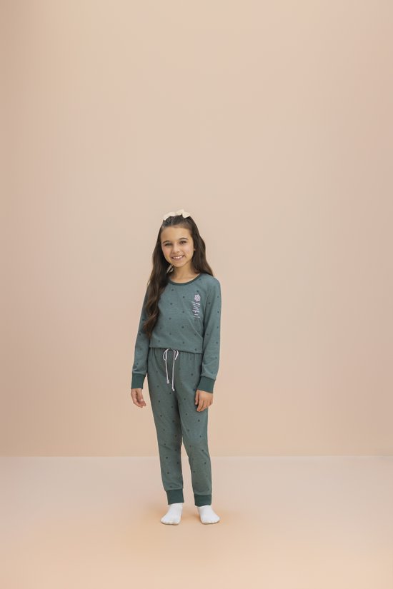 Pijama Manga Longa Feminino Infantil  Juvenil Malha Mescla Snow