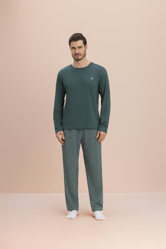 Pijama Manga Longa Masculino Malha Mescla  Snow
