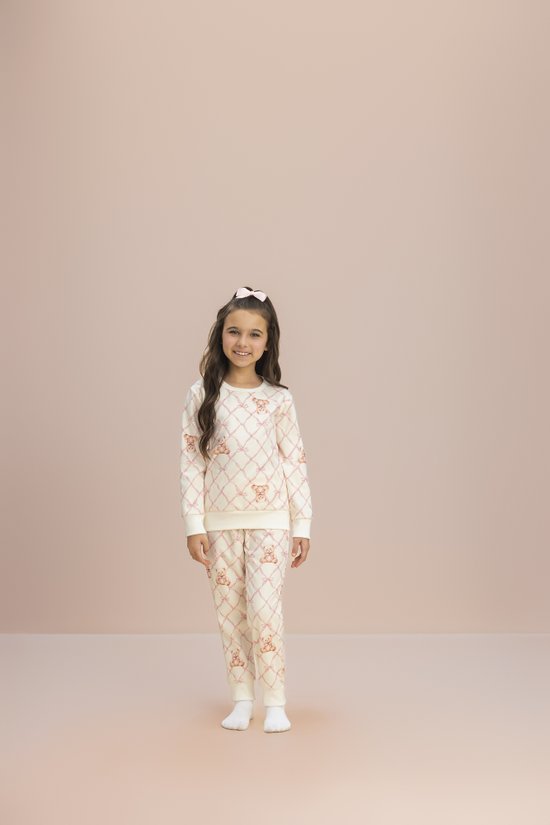 Pijama Manga Longa Feminino Infantil Juvenil Microsoft Pet Thermo Teddy Laços