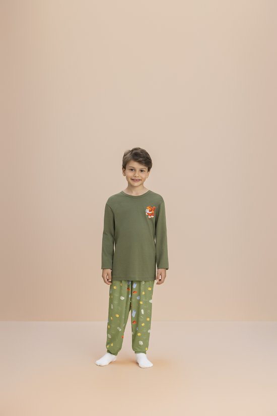 Pijama Manga Longa Masculino Infantil Juvenil Malha Construção 