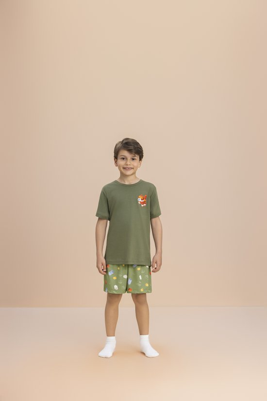 Pijama Manga Curta Masculino Infantil  Juvenil Malha Construção 