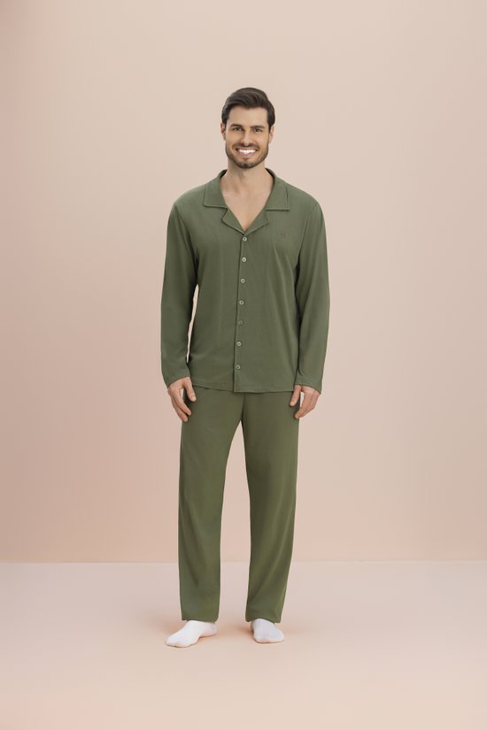 Pijama Manga Longa Aberto Masculino Malha 100% Algodão Selva 