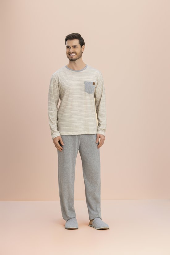 Pijama Manga Longa Masculino Malha Bem Estar 