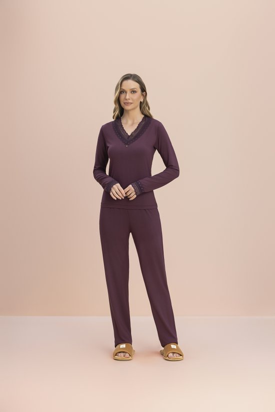 Pijama Manga Longa Feminino Viscose Premium Cabernet