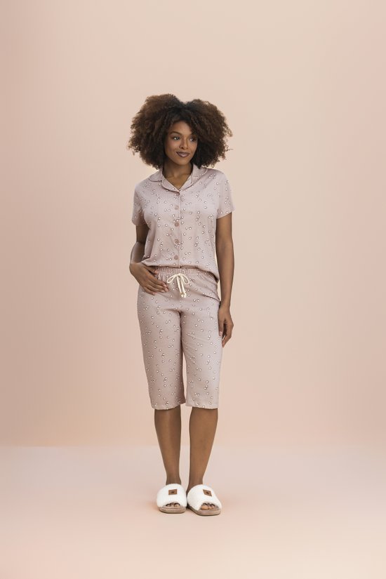 Pijama Pescador Manga Curta Aberto Feminino Malha 100% Algodão Ritmo do Coração 