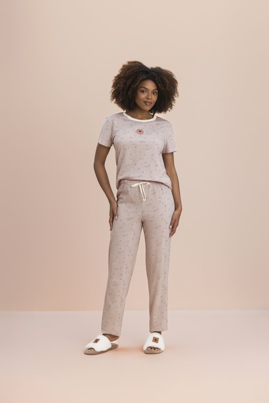 Pijama Manga Curta Com Calça Feminino Malha 100% Algodão Ritmo do Coração 