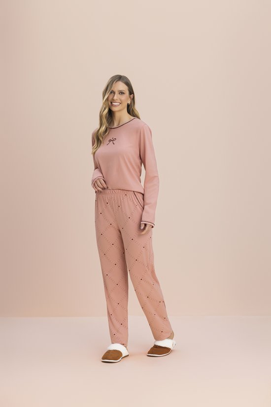 Pijama Manga Longa Feminino Malha 100% Algodão Relicário