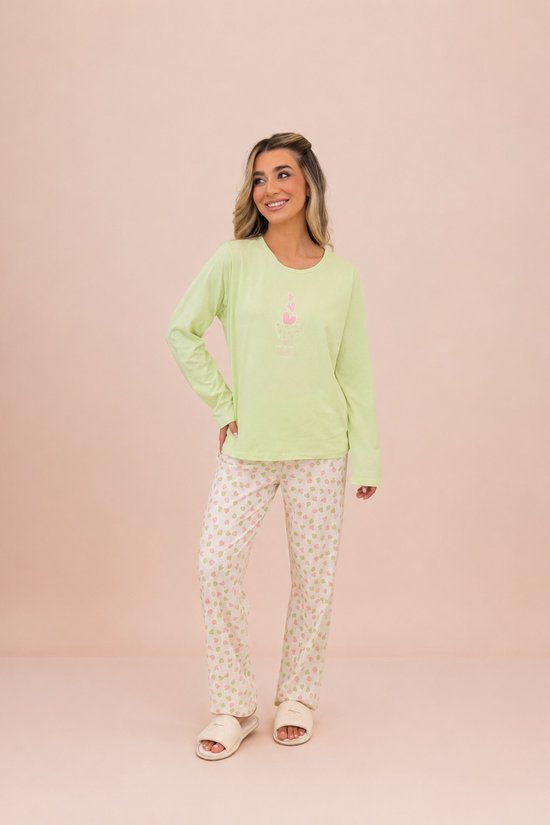 Pijama Feminino Manga Longa 100% Algodão com Estampa de Coração | Edição Especial Lua Encantada