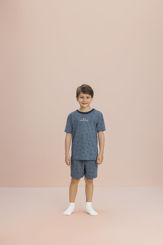 Pijama Manga Curta Masculino Infantil Malha Video Game 