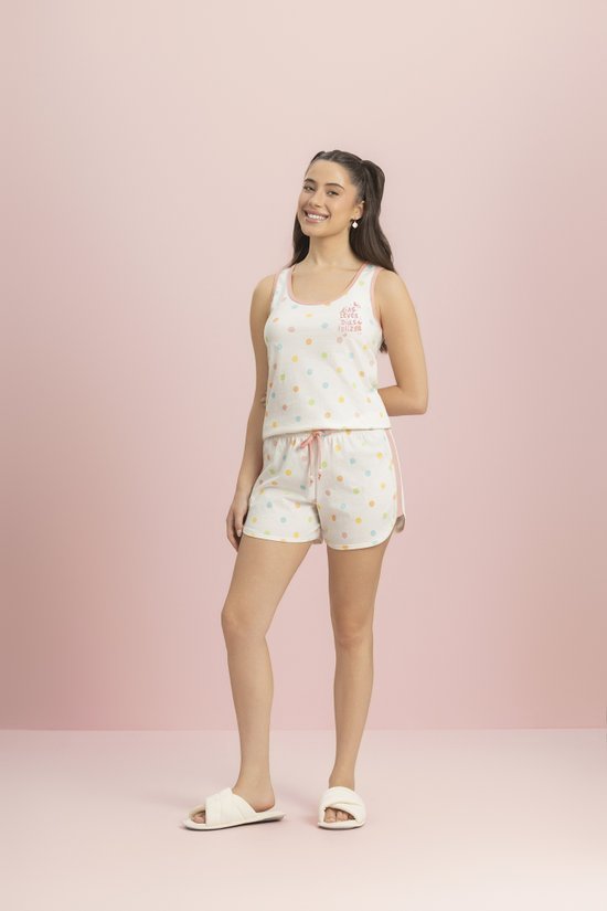 Pijama Short Doll Regata Feminino 100% Algodão Família Capi Pop – Lua Encantada