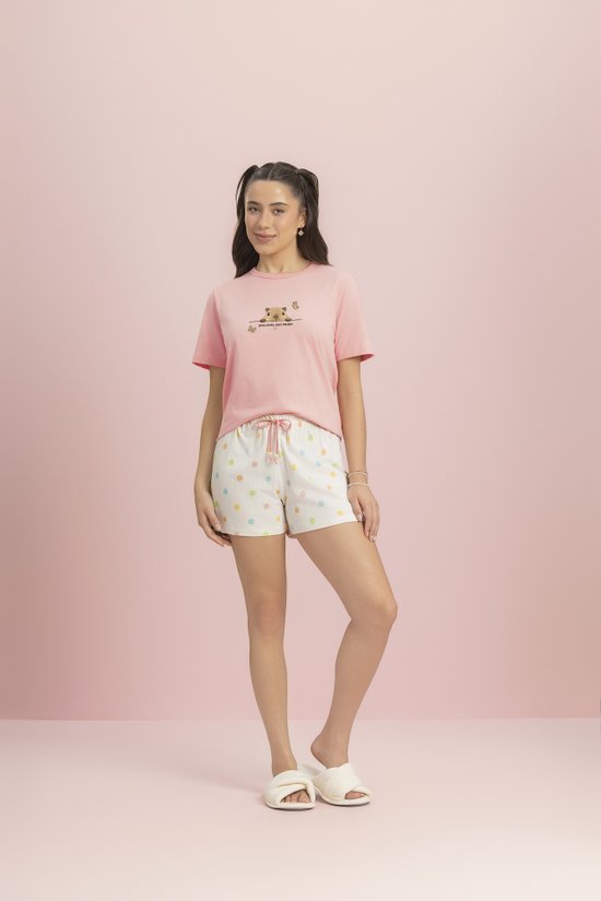 Pijama Short Doll Manga Curta Feminino 100% Algodão  Família Capi Pop – Lua Encantada