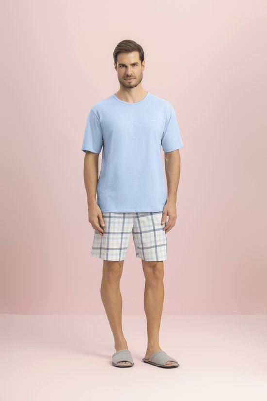 Pijama Masculino Adulto Manga Curta 100% Algodão Macio e Confortável - Descanso Lua Encantada