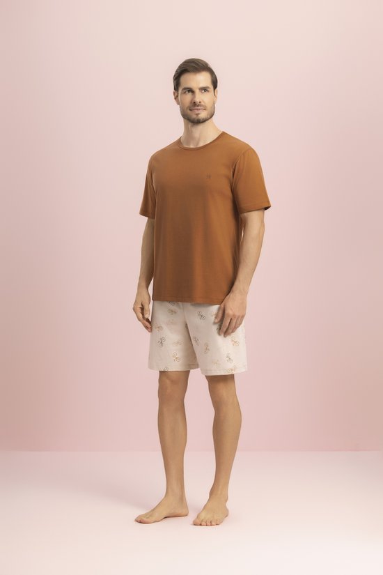 Pijama Masculino Adulto Manga Curta 100% Algodão Macio e Confortável - Passeio de Bike Lua Encantada