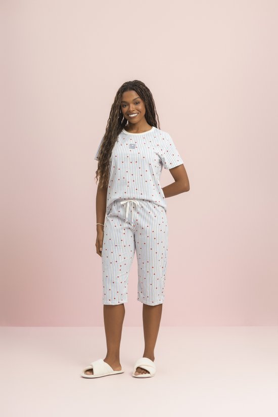 Pijama Pescador Feminino 100% Algodão Amor em Listras Lua Encantada 