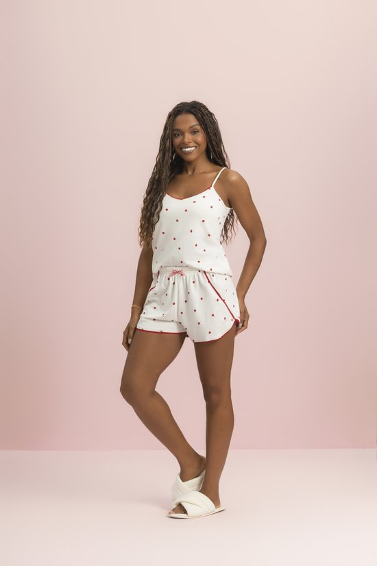 Pijama Short Doll de Alça Feminino 100% Algodão Pomar Lua Encantada 